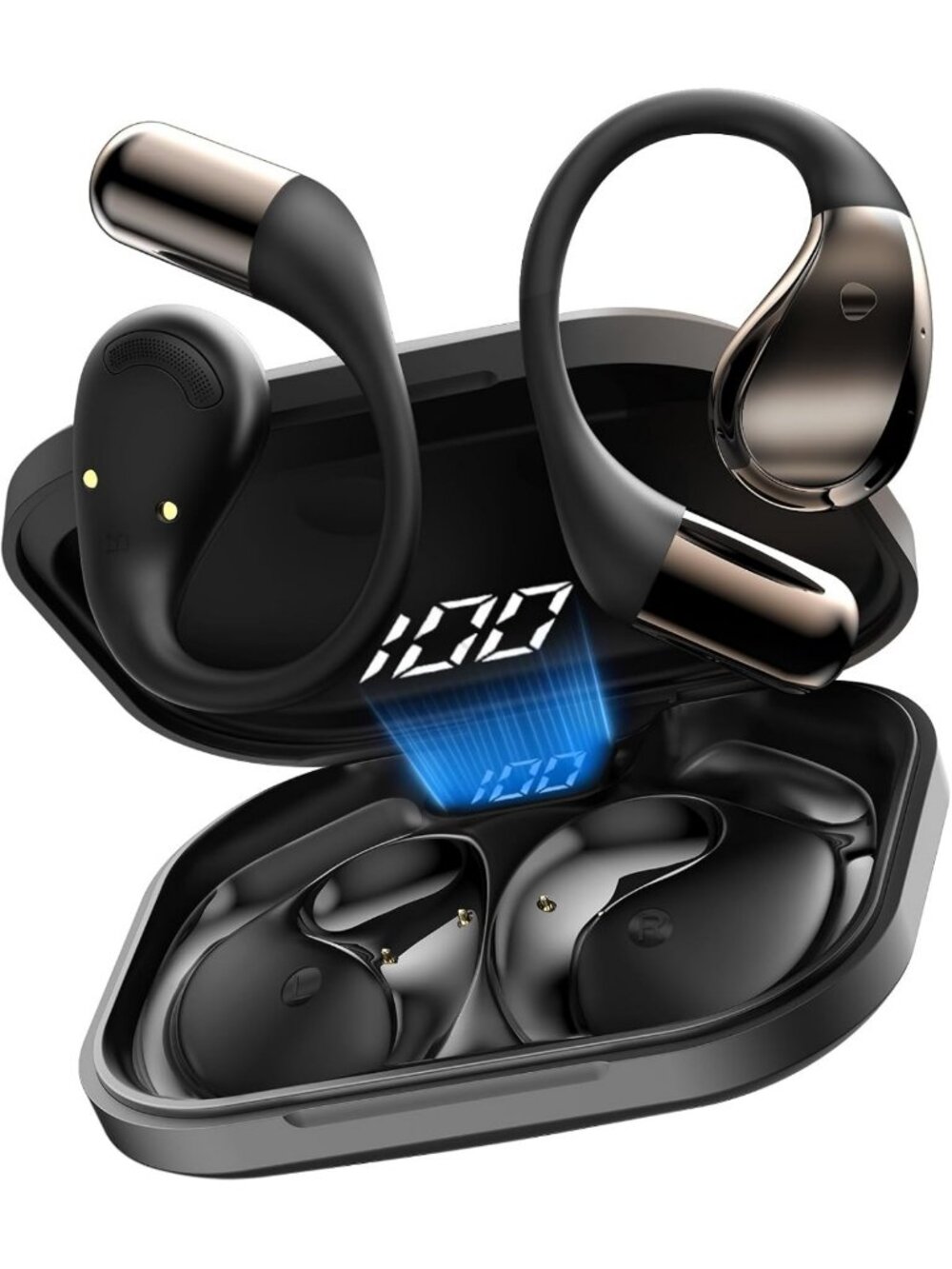 Wireless Open-Ear Headphones with Powerful Sound, 40H Battery, IP7 Waterproof